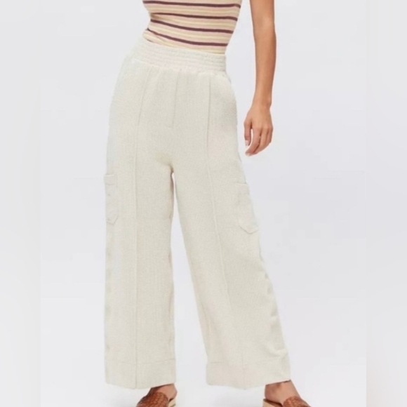 Urban Outfitters Size Small Cream Courdhory Wide Leg Pants - Picture 1 of 8